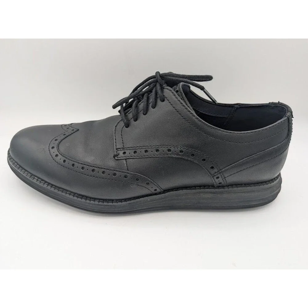 Cole Haan Original Grand Remastered Wingtip Oxford Men 9.5W Black Leather Shoes